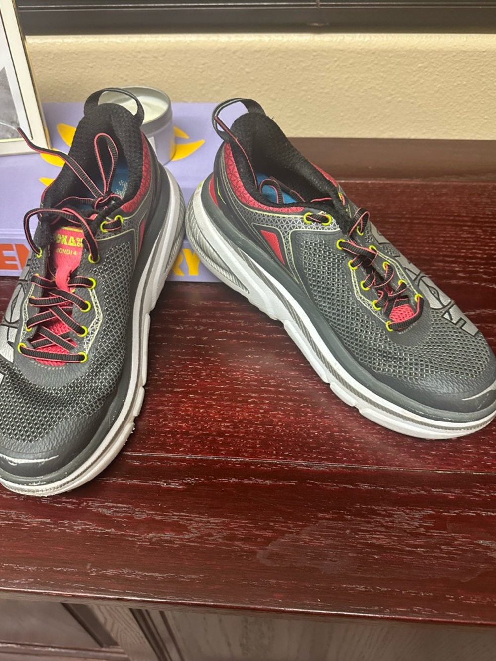 Hoka Women's Gray and Red Sneakers